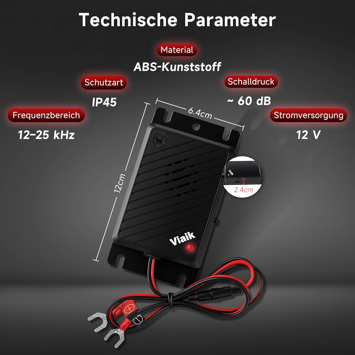 Marten Deterrent Car with Ultrasound, Direct Connection to 12 V Car Battery, Marten Repellent & Marten Protection for Car, Engine Compartment, Effective Mader Deterrent for Repelling Marten